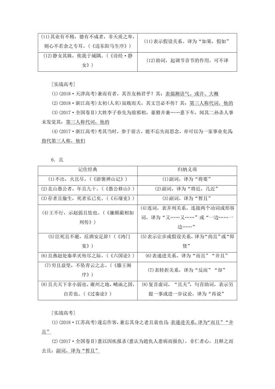 通用版高考语文一轮复习专题一文言文阅读第三步第1讲文言文的读文技法_题文齐读讲义.doc_第5页