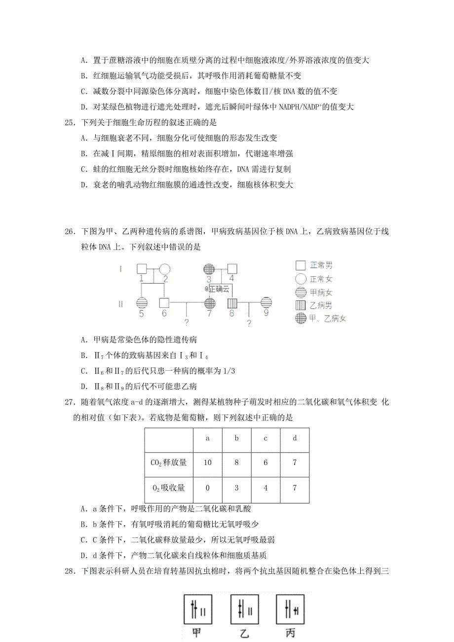 江西省高二生物下学期月考试题（平行班）.doc_第5页