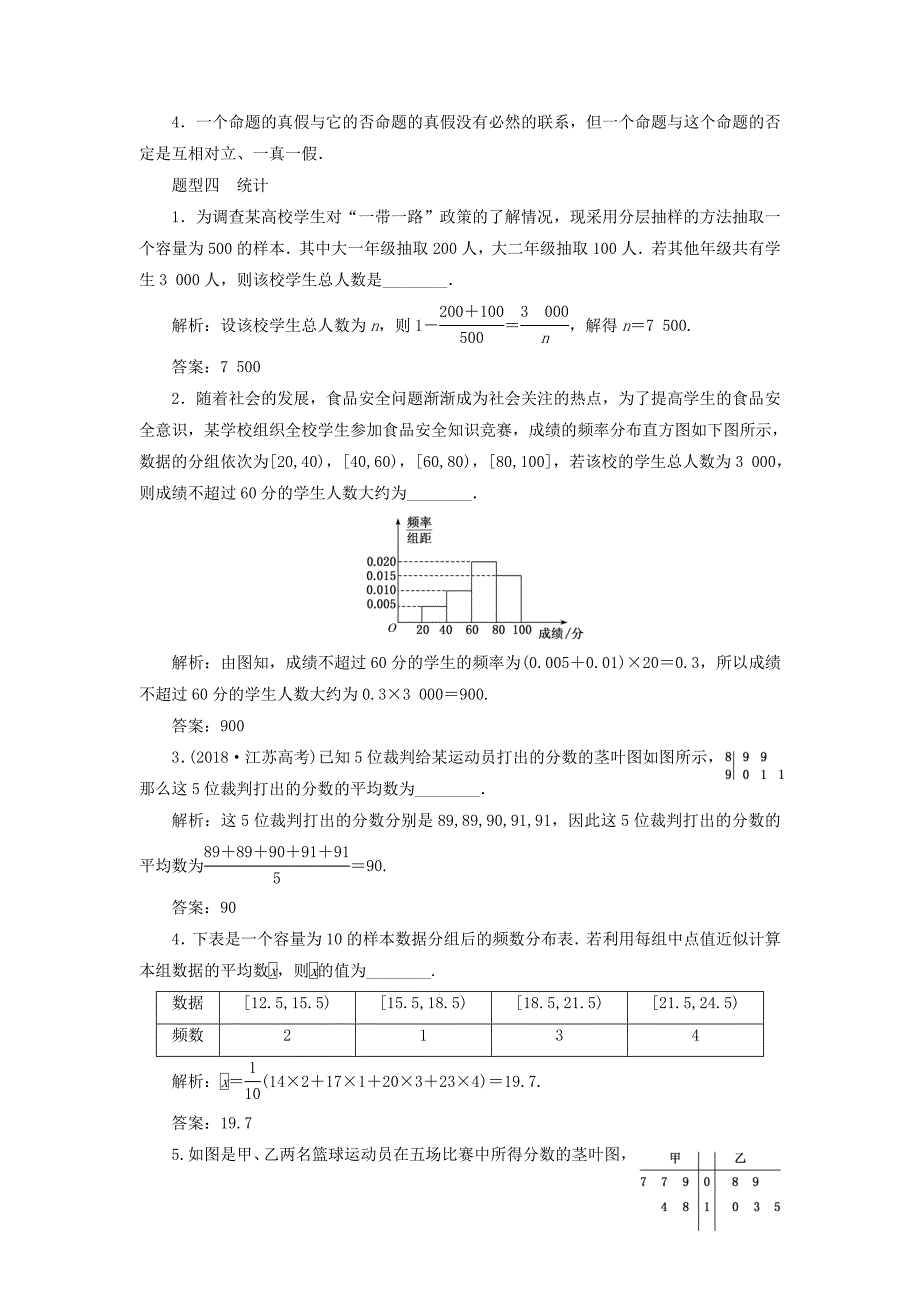 江苏省高考数学二轮复习自主加餐的3大题型14个填空题强化练（一）集合、常用逻辑用语、统计、概率、算法与复数（含解析）.doc_第4页