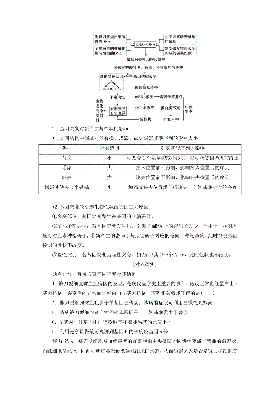 通用版高考生物一轮复习第七单元第一讲基因突变和基因重组学案含解析.doc_第3页