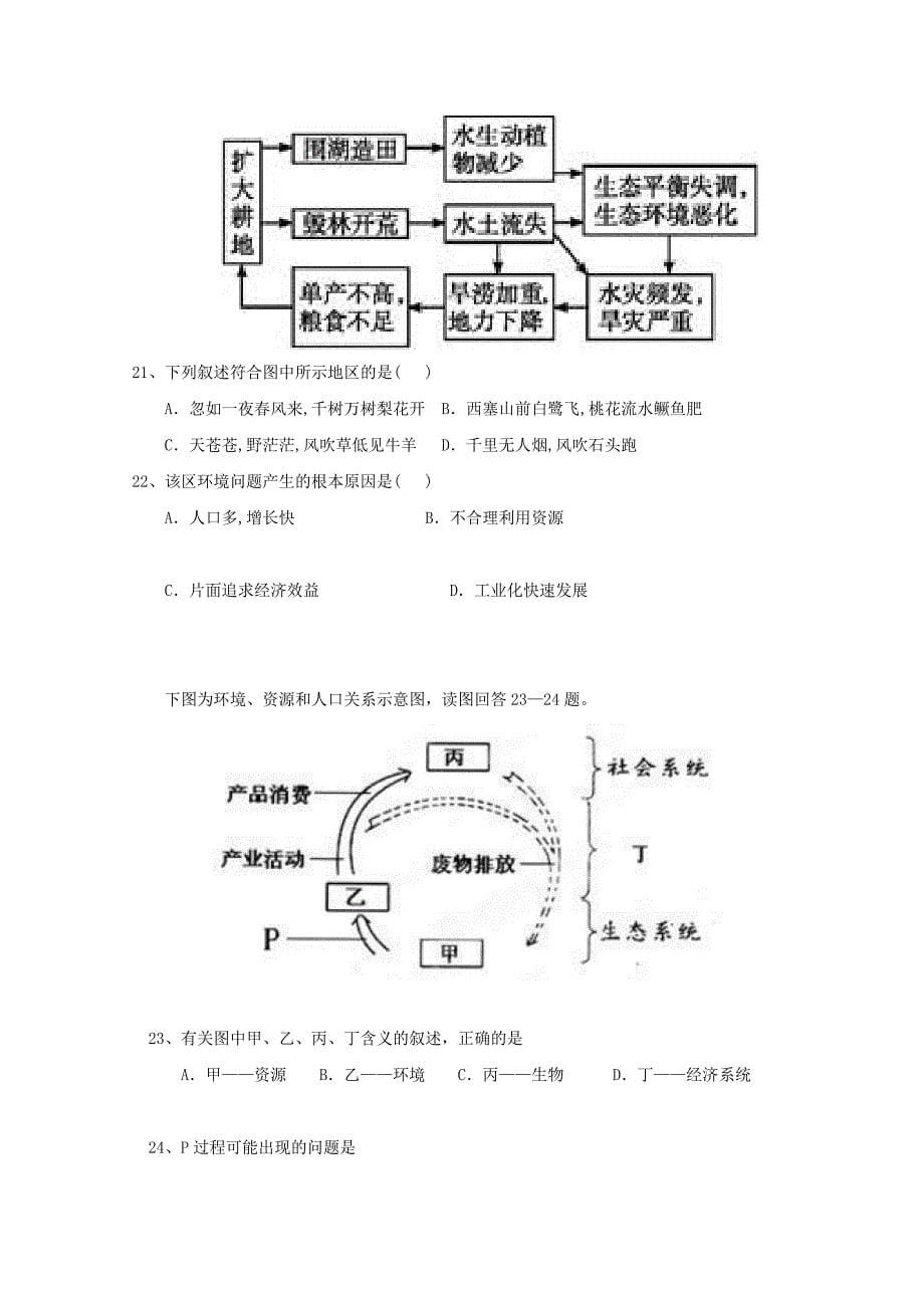 河南省周口中英文学校高二地理下学期期中试题.doc_第5页