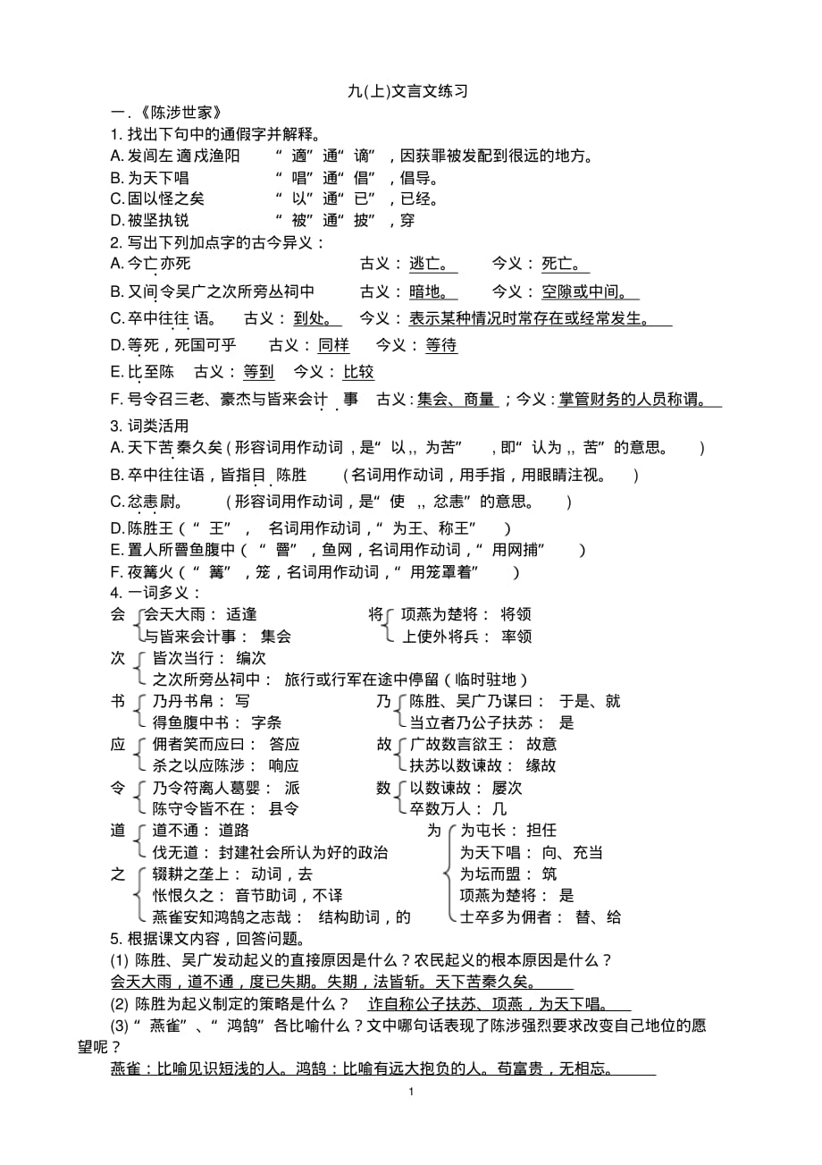 绝对有用：苏教版九年级上_文言文_总复习_第1页