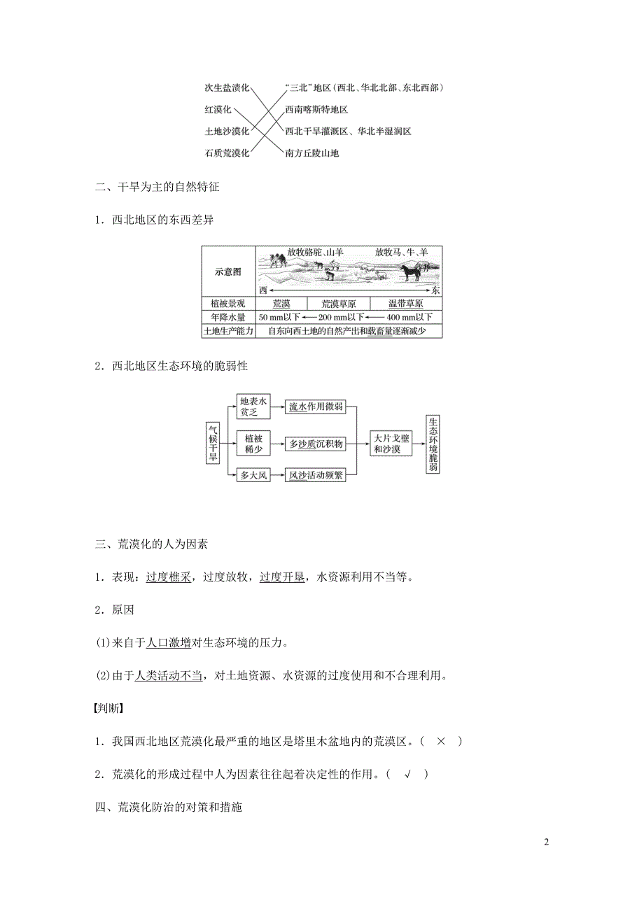 高中地理第二章区域生态环境建设第一节荒漠化的防治__以我国西北地区为例讲义含解析新人教必修3.docx_第2页