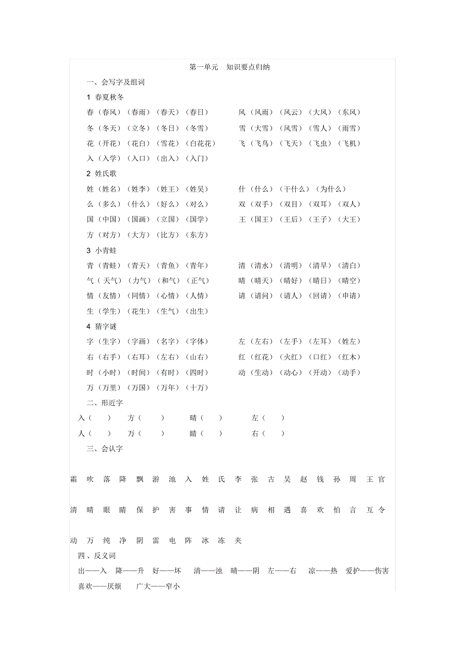 精品：部编版一年级下复习要点_第1页