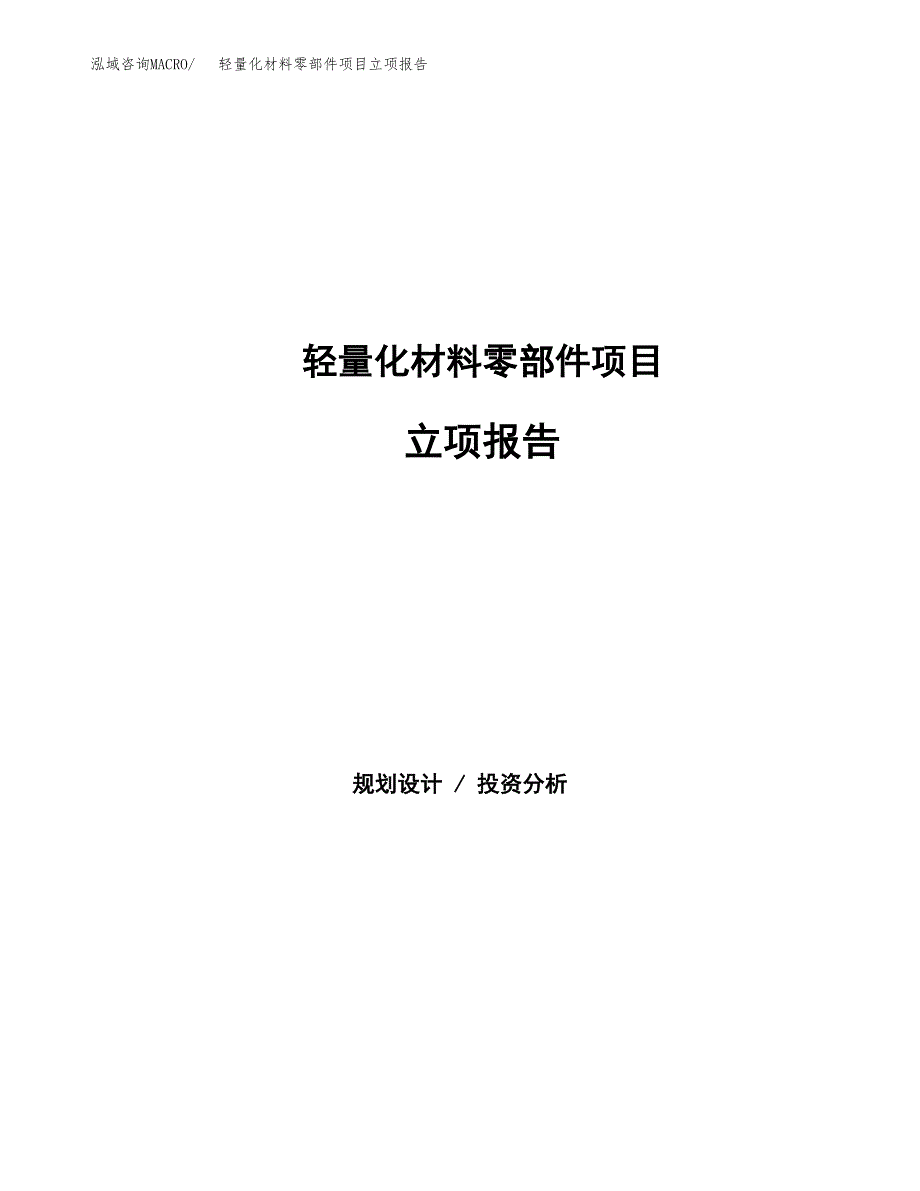 轻量化材料零部件项目立项报告.docx_第1页