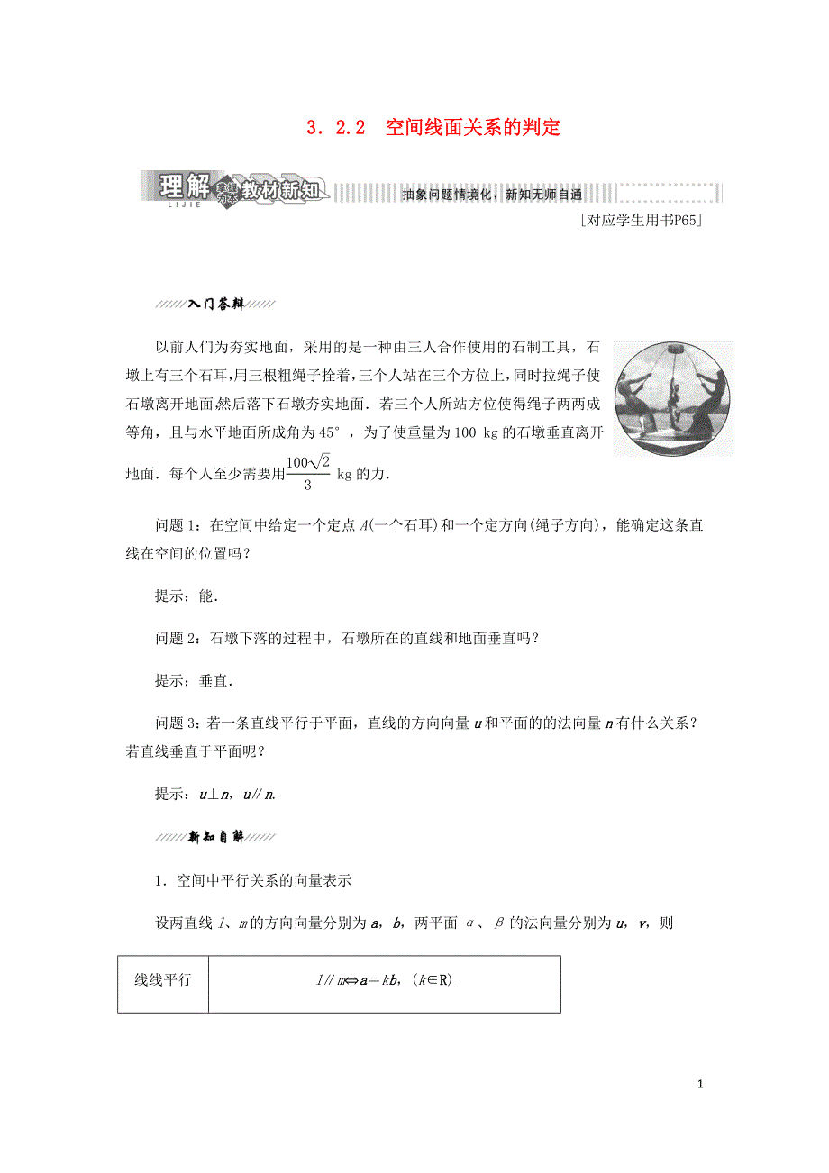 高中数学第1部分第3章空间向量与立体几何3.2空间向量的应用3.2.2空间线面关系的判定讲义含解析苏教选修2_1.doc_第1页