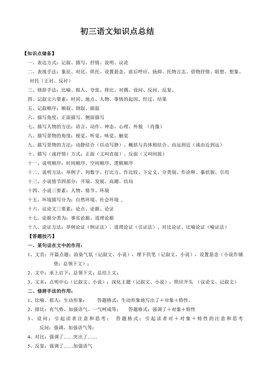 2019年初三语文上册第一次月考重点知识点精编_第1页