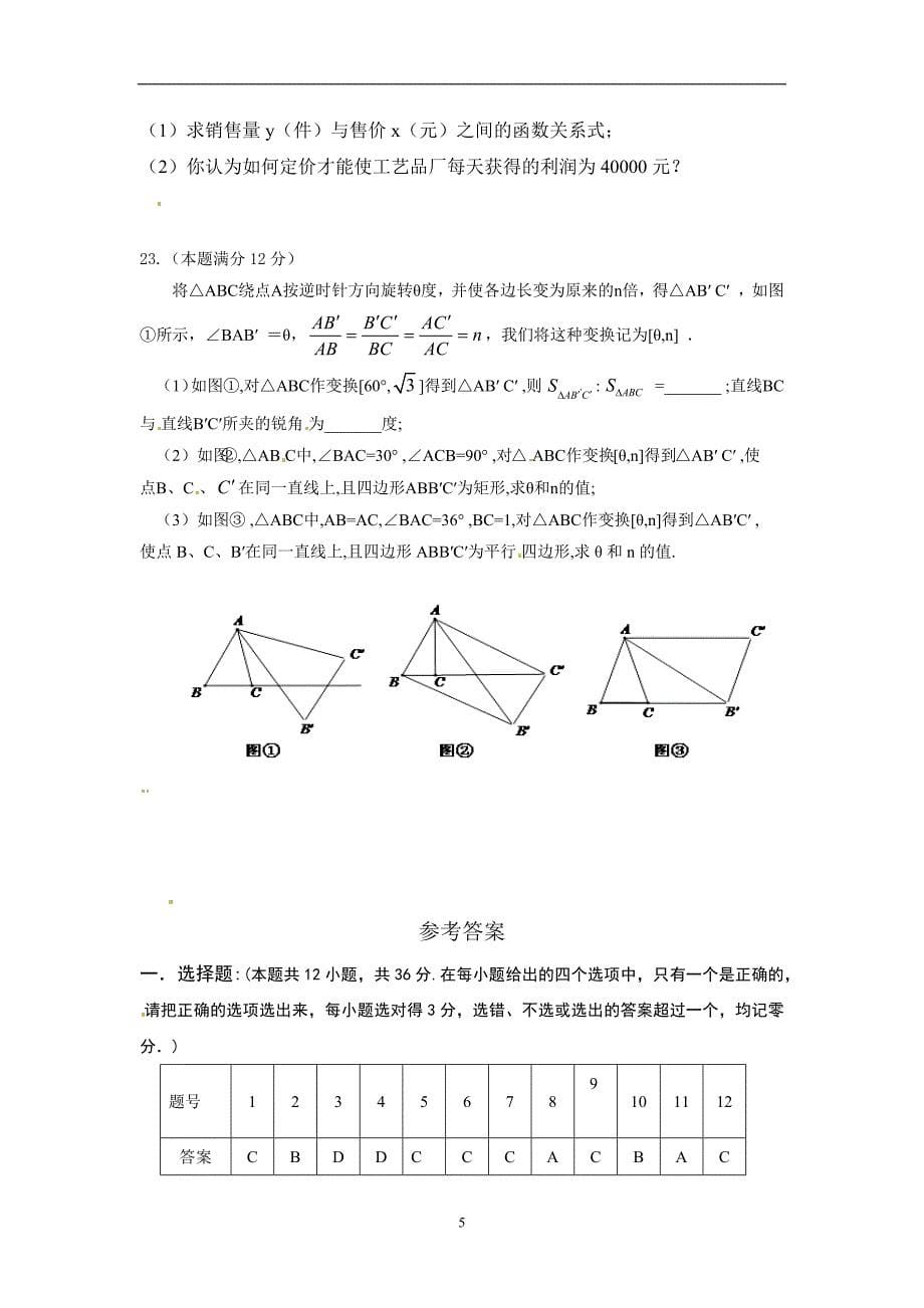 2017年山东省安丘市九年级中考模拟考试数学检测题（含答案）_6200796.docx_第5页