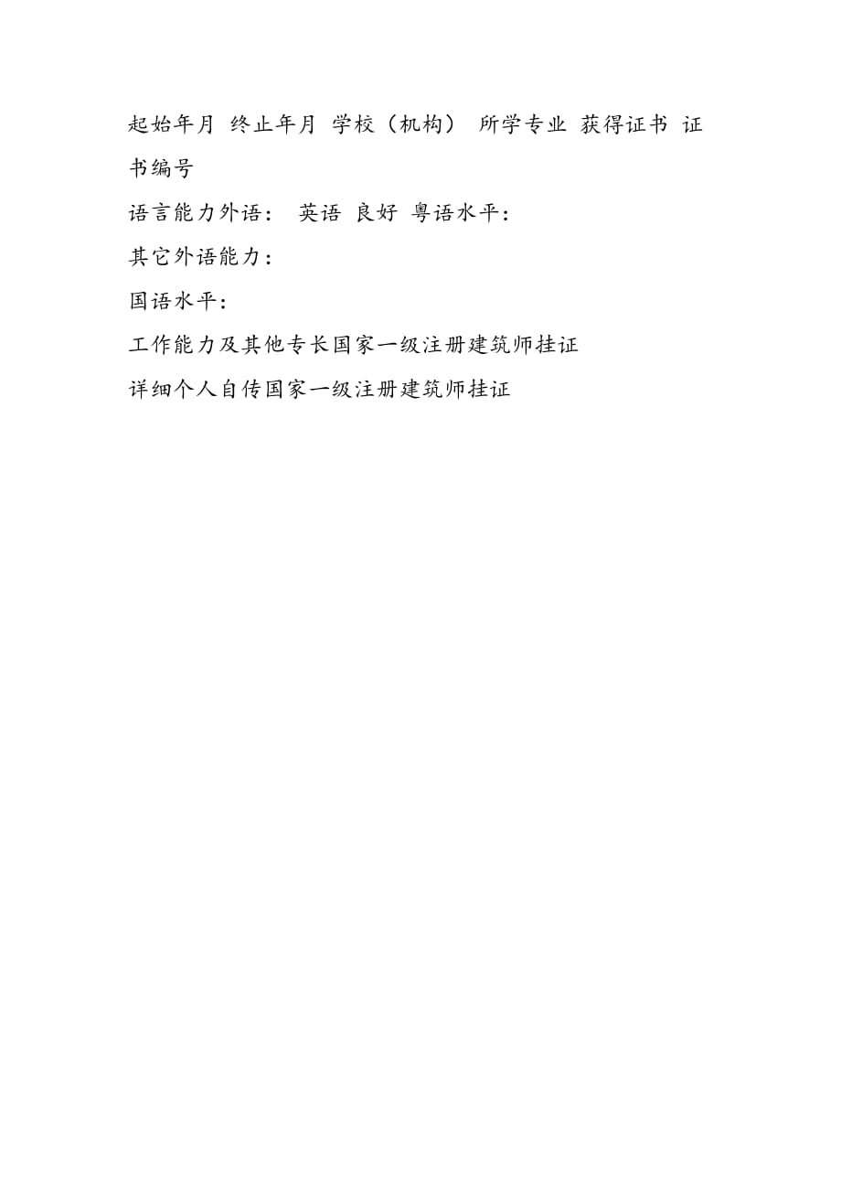 最新建筑工程大学生中文简历写作-范文精品_第2页