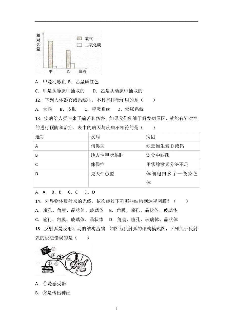 2017年山东省烟台市中考生物模拟试卷（解析版）_6376529.doc_第3页