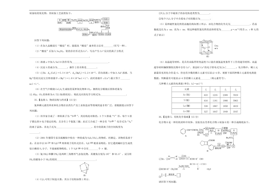 2019年高考化学考前提分仿真试题二201904250112_第3页