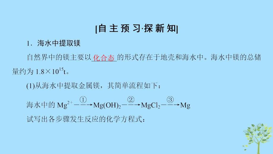 2018-2019学年高中化学 专题2 从海水中获得的化学物质 第2单元 钠、镁及其化合物 第4课时 镁的提取及应用优质课件 苏教版必修1_第3页