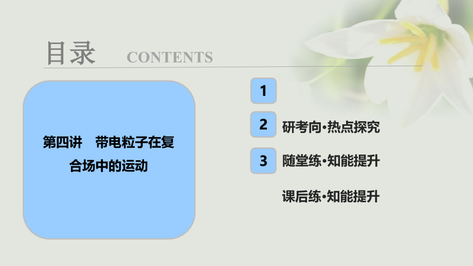 2018年高考物理一轮复习 第九章 磁场 第四讲 带电粒子在复合场中的运动优质课件_第1页