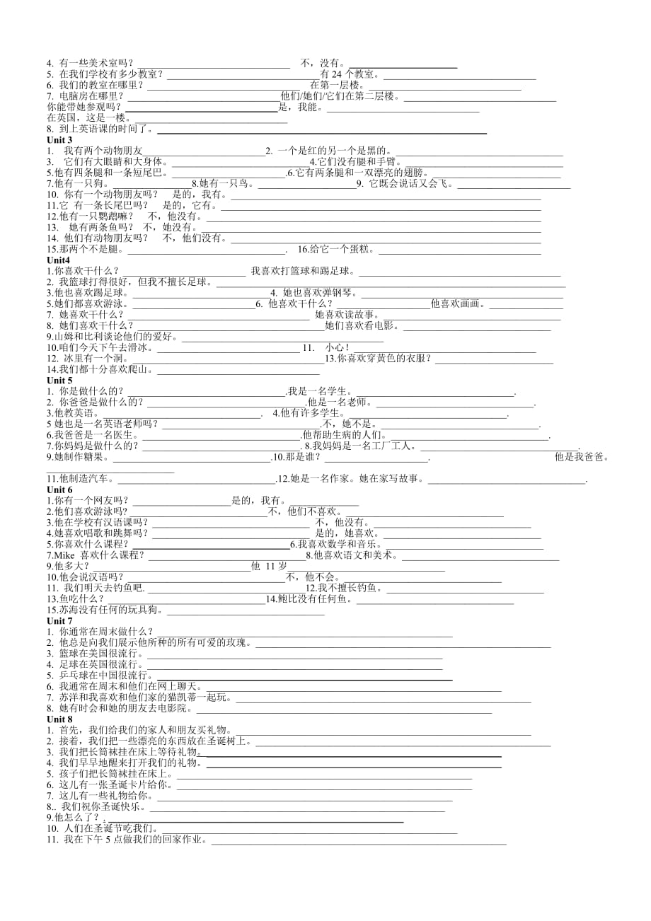 五年级上册英语试题知识点整理填空版（打印稿）译林版_第2页