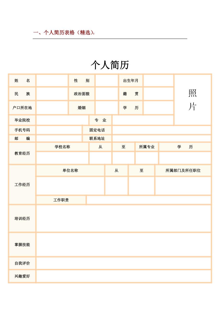 （求职简历模板）精选各专业应届生简历模板_第1页