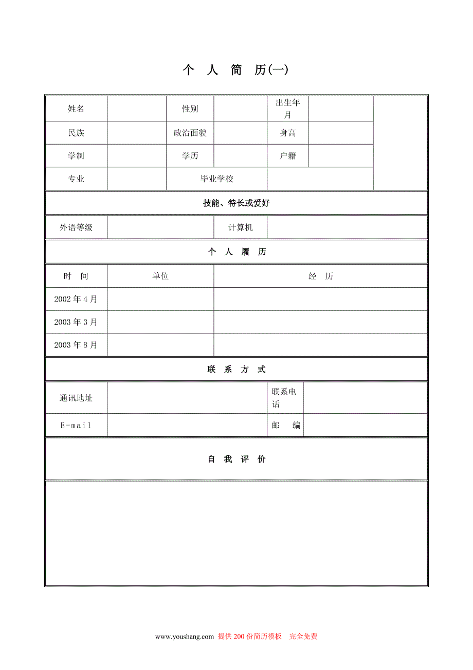 （求职简历模板）个人简历大全_第1页