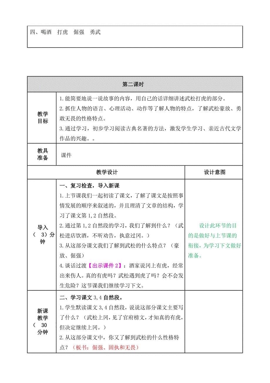 部编（统编版)五年级语文下册精品教案带教学反思-第二单元-6 景阳冈_第5页