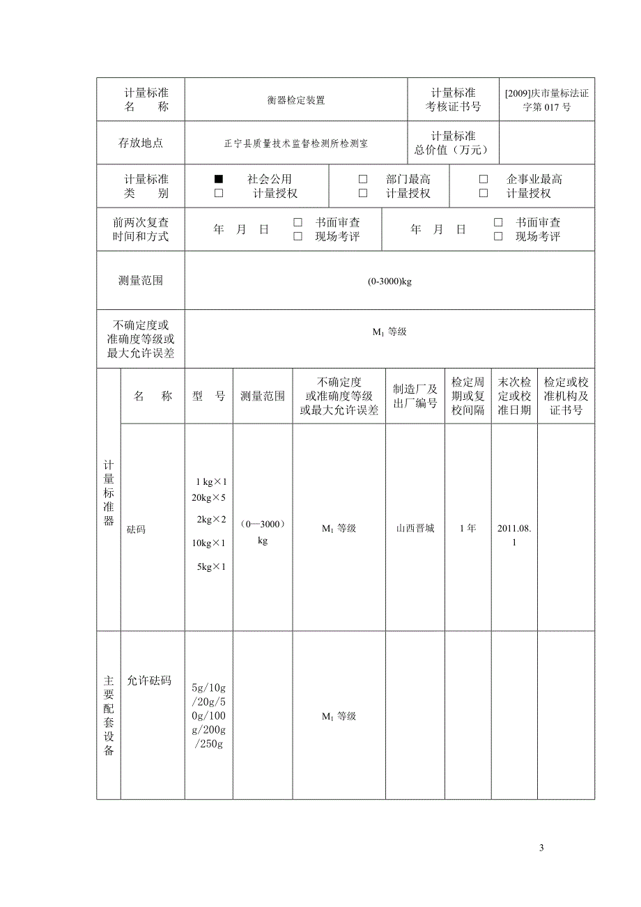 （绩效管理套表）衡器检定装置计量标准考核申请表0_第3页