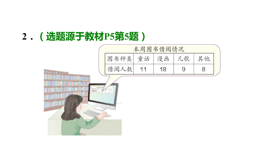 人教新课标二年级下册数学习题第一单元 1.1认识简单的统计表(共11张PPT)_第4页