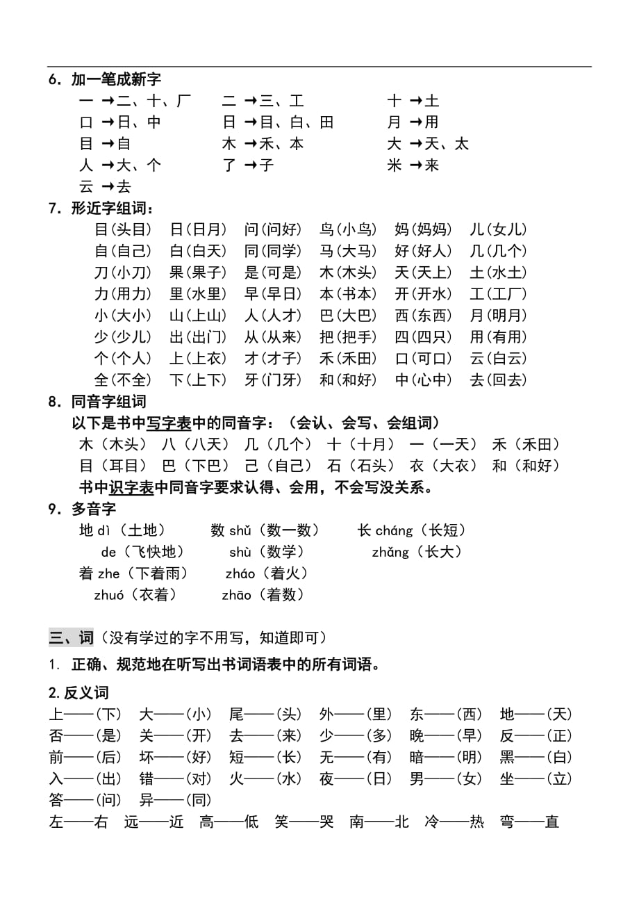 2019新部编版一年级上册语文重要考点_第3页