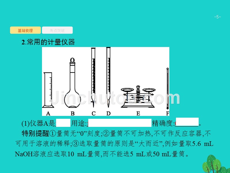 2018高考化学大一轮复习 第十单元 化学实验基础 10.1 化学实验常用仪器和基本操作课件 新人教版_第5页