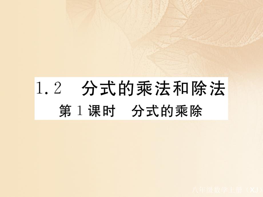 （通用）2017-2018学年八年级数学上册 1.2 分式的乘法与除法 第1课时 分式的乘除作业课件1 （新版）湘教版_第1页