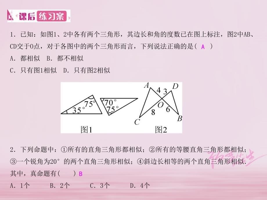 2018春九年级数学下册 27 相似 27.2.1 相似三角形的判定 第3课时 相似三角形的判定定理3与直角三角形相似的判定课件 （新版）新人教版_第5页