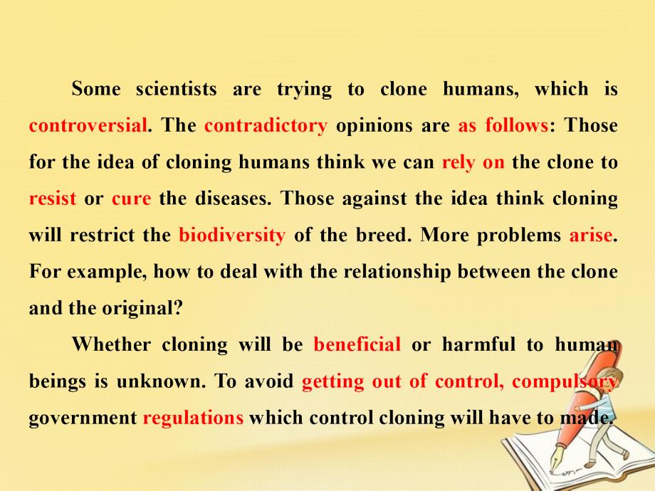 2017-2018学年高中英语 Module 5 Cloning单元小结课件 外研版选修6_第3页