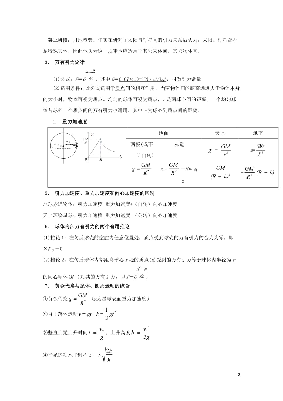 安徽省高考物理一轮复习第五章第1讲万有引力定律教案_第2页