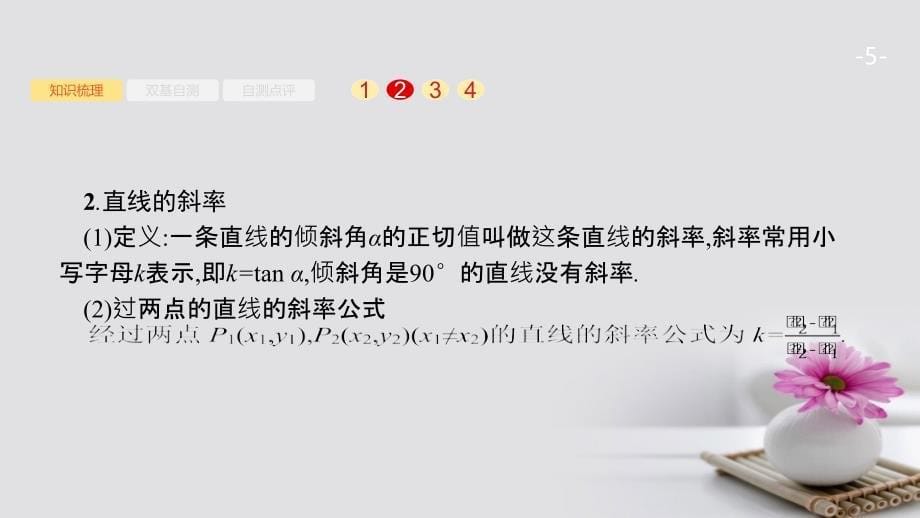 2018版高考数学大一轮复习 第九章 解析几何 9.1 直线的倾斜角、斜率与直线的方程课件 文 新人教A版_第5页