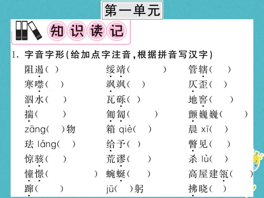 2018中考语文一轮复习 教材复习讲读 八上 一 字音 字形 词语课件_第2页