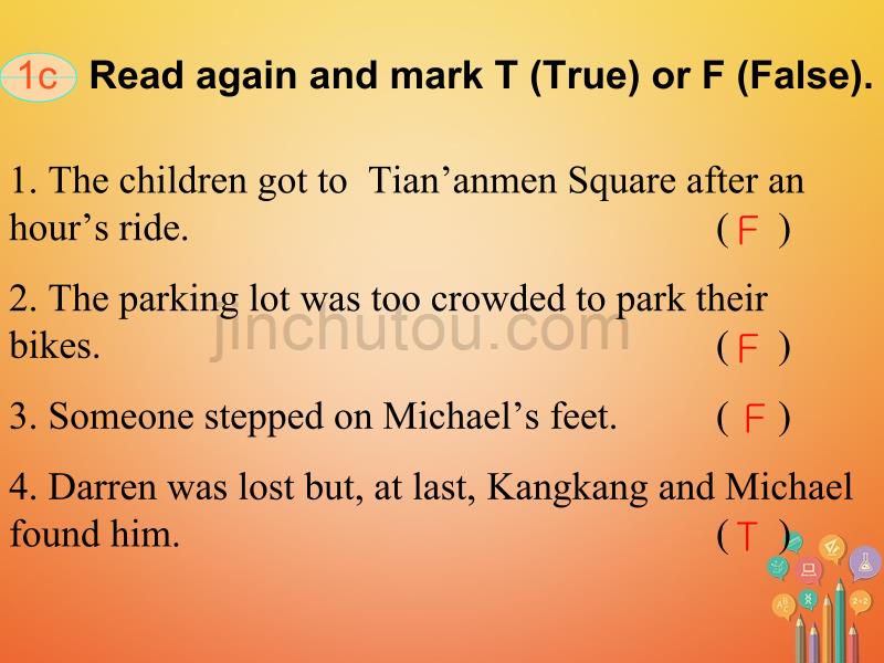 广东省清远市佛冈县龙山镇八年级英语下册 Unit 6 Enjoying Cycling Topic 2 How about exploring Tian’anmen Square Secion C课件 （新版）仁爱版_第5页
