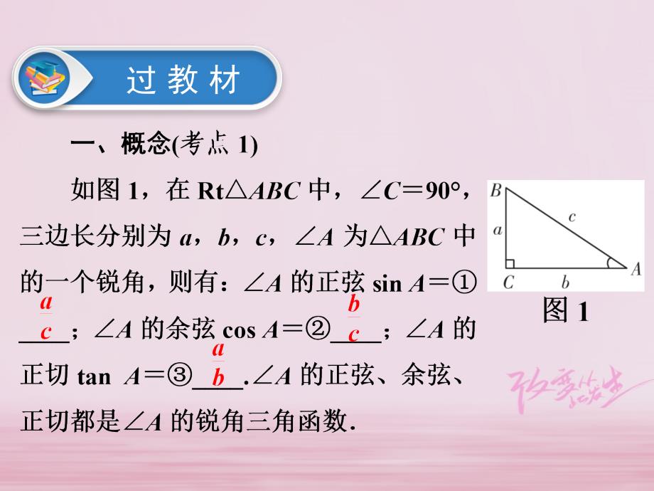 江西省2018年中考数学总复习 第1部分 基础过关 第四单元 三角形 课时19 锐角三角函数课件_第3页