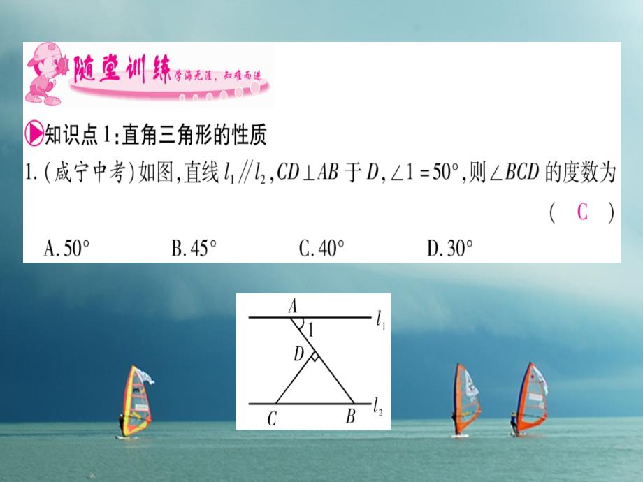 2018春八年级数学下册 第1章 三角形的证明 1.2 直角三角形习题课件 （新版）北师大版_第3页