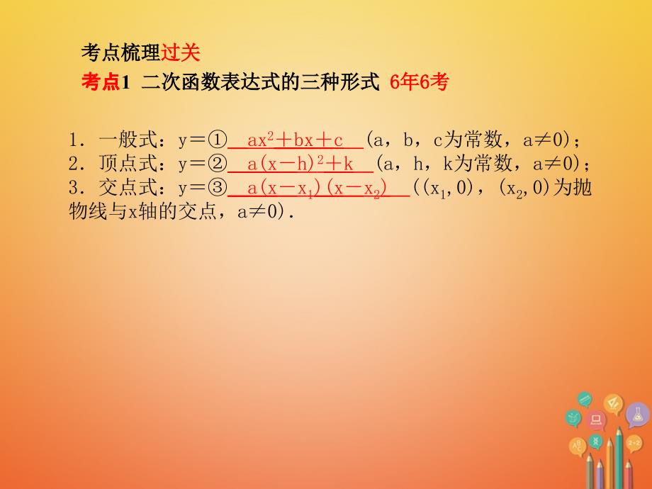 山东省潍坊市2018年中考数学复习 第3章 函数 第12讲 二次函数的图象与性质课件_第2页