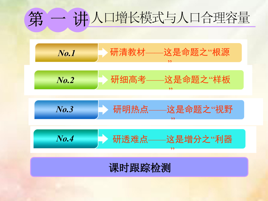 2019版高考地理大一轮复习 第二部分 第一章 人口与环境 第一讲 人口增长模式与人口合理容量课件 湘教版_第1页