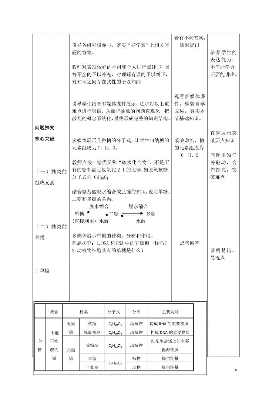 山东省高中生物2.4细胞中的糖类和脂质教案新人教版必修1_第4页