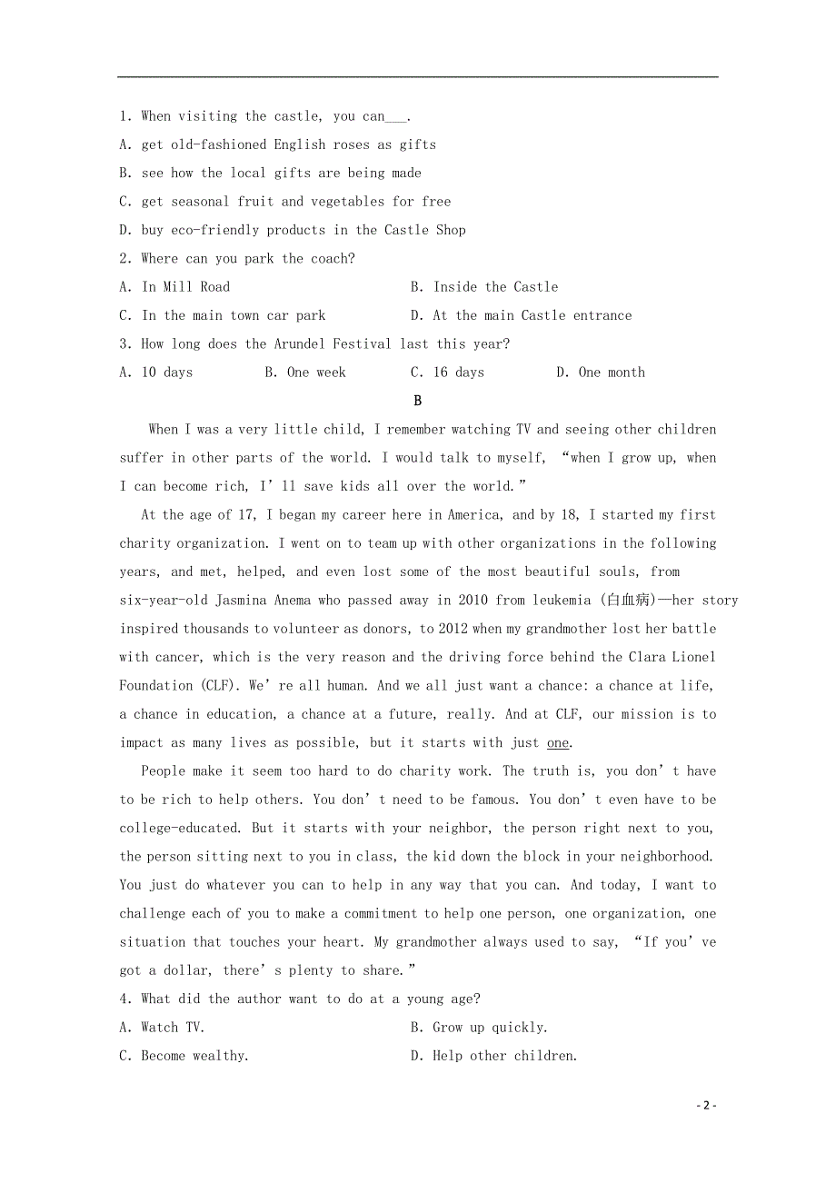 甘肃省天水一中2019_2020学年高二英语上学期第一学段考试试题（普通班）_第2页