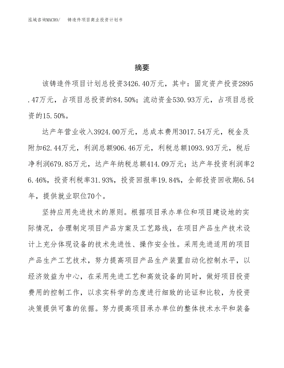 铸造件项目商业投资计划书（总投资3000万元）.docx_第3页