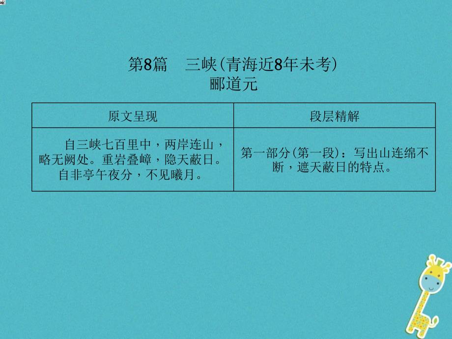 青海省2018届中考语文 文言文知识梳理 第8篇 三峡复习课件_第2页