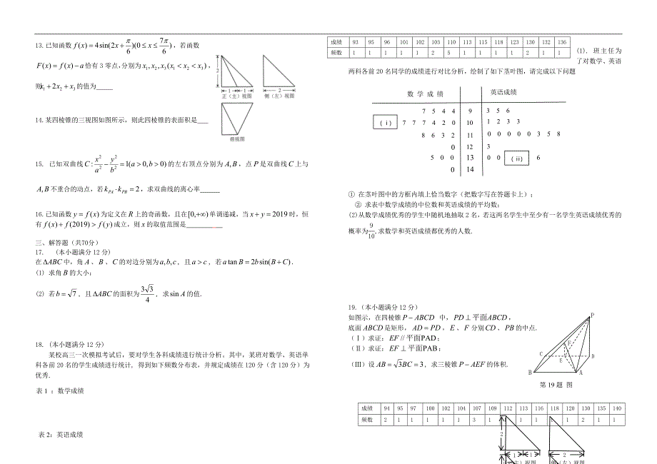 山西省2019届高三上学期12月阶段检测数学(文)含答案_第2页