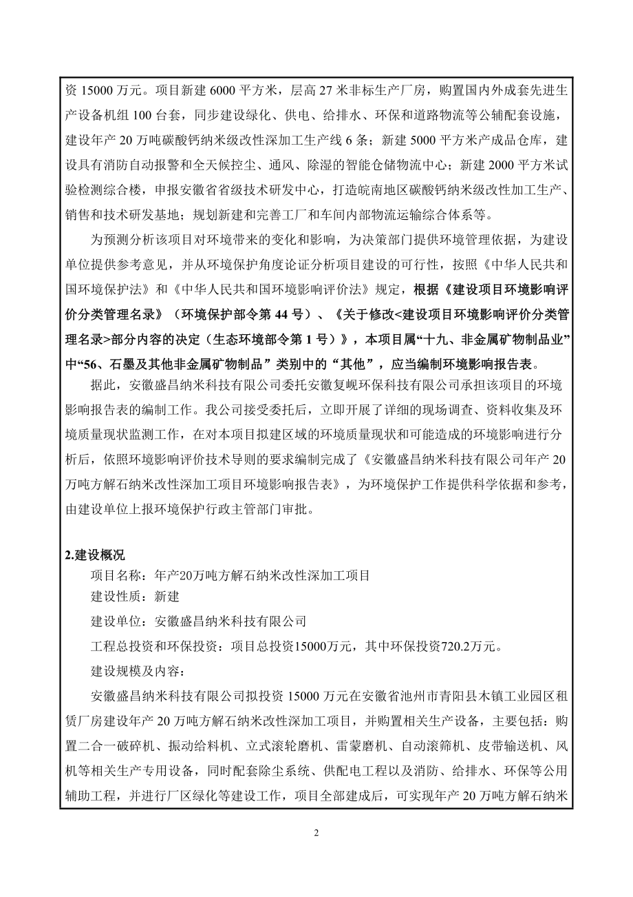 安徽盛昌纳米科技有限公司年产20万吨方解石纳米改性深加工项目环境影响报告表_第4页