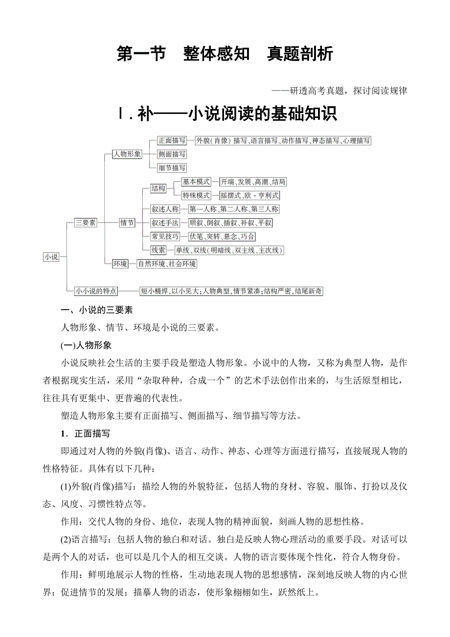 2018一轮浙江语文教案：专题11第1节Ⅰ.补_小说阅读的基础知识含解析_第2页