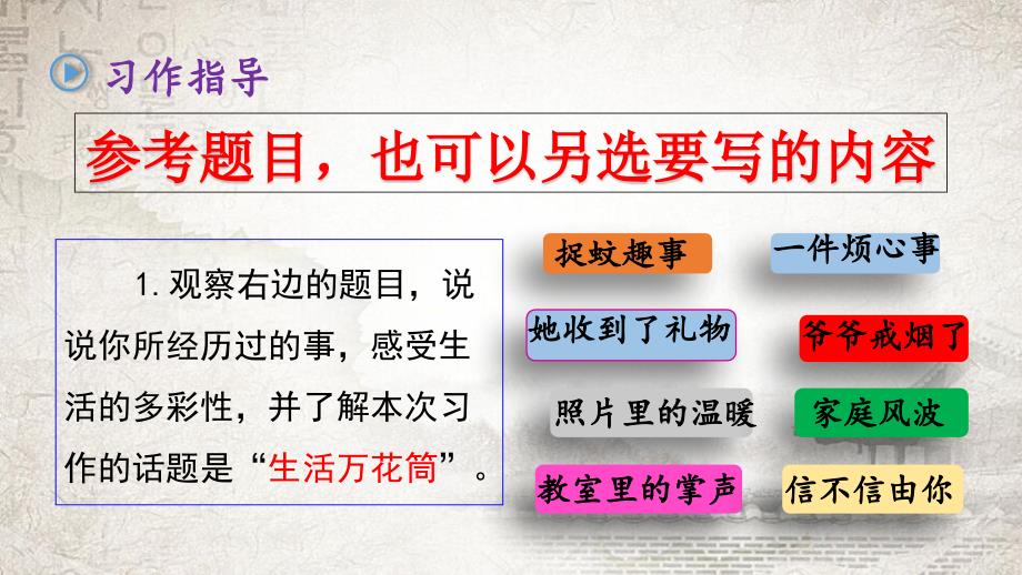 部编人教版四年级上册语文《习作：生活万花筒》PPT课件 (2)_第3页