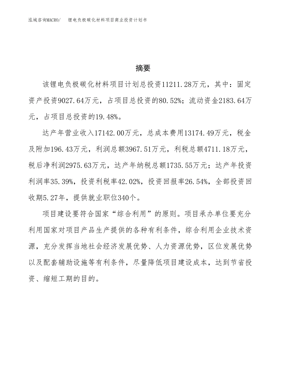 锂电负极碳化材料项目商业投资计划书（总投资11000万元）.docx_第3页