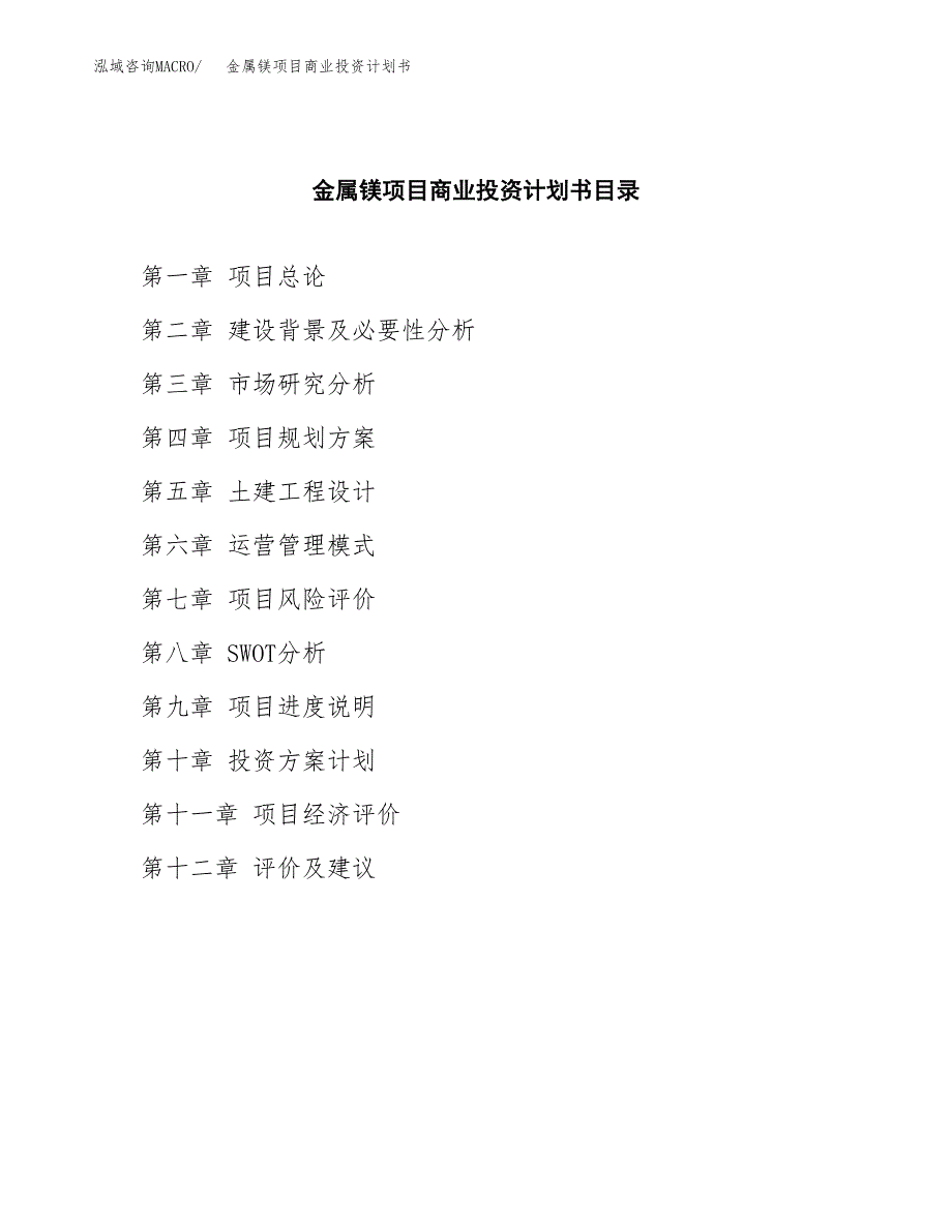 金属镁项目商业投资计划书（总投资2000万元）.docx_第2页