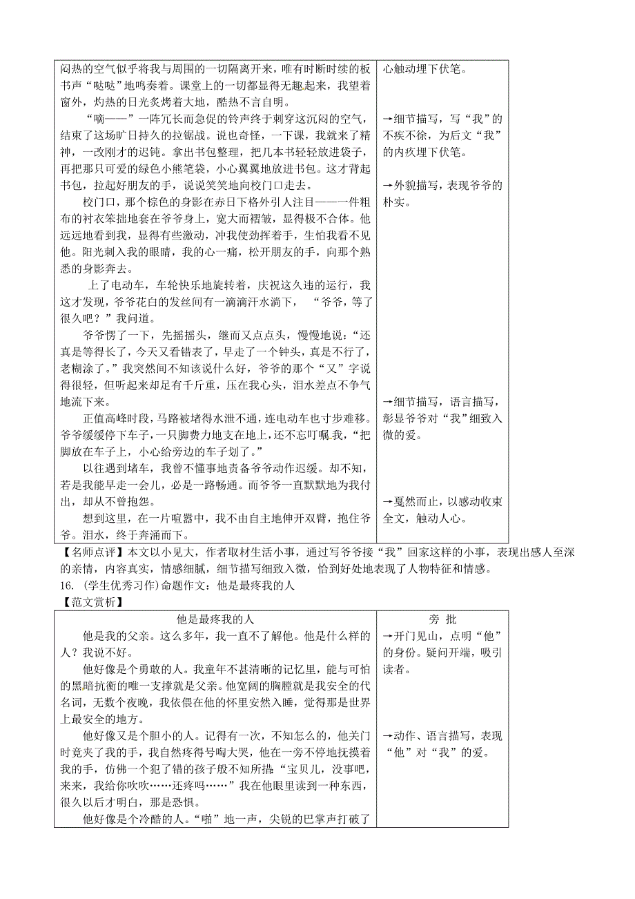 湖南省2017年中考语文写作专题三优秀范文赏析第4类情感体验素材_第2页