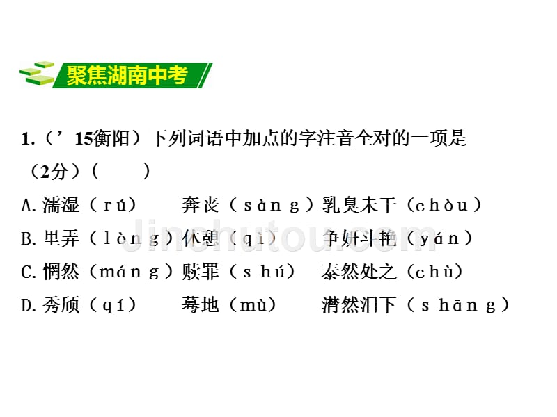 2016中考语文湖南省复习：专题一+字音字形_第2页