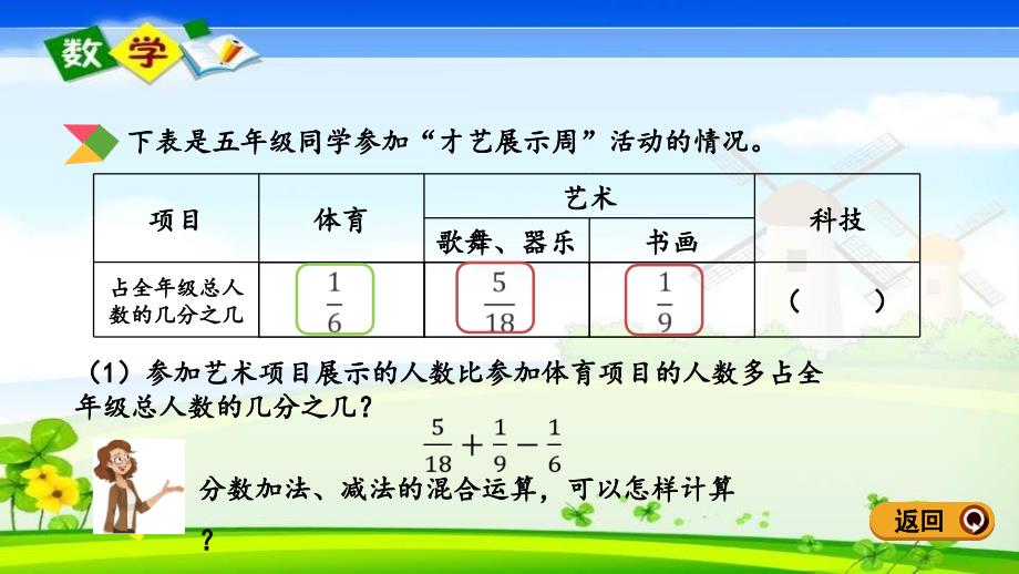 北京课改版五年级下册数学《5.6 分数加减混合运算》PPT课件_第3页