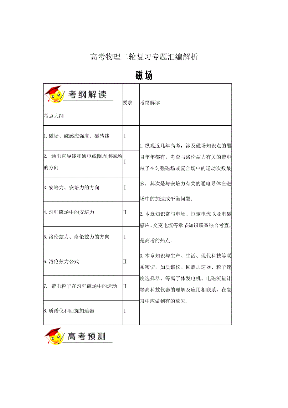 高考物理二轮复习专题汇编解析word版---磁场讲含解析43_第1页